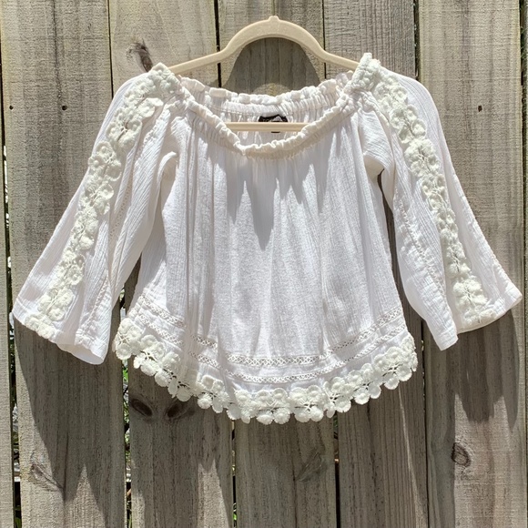 Topshop Tops - Topshop Off Shoulder White Top - Size 4